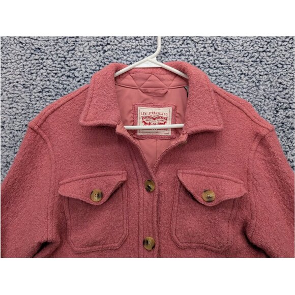 Levis Cropped Western Shacket Womens S Wool Blend Country Cowgirl Tweed Pink - Picture 3 of 10